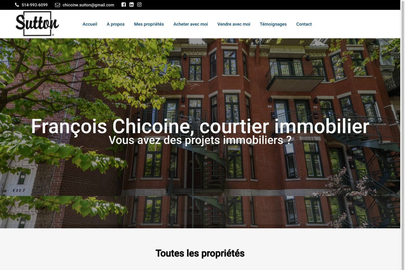 Site web de François Chicoine - courtier immobilier